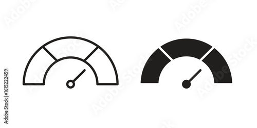 Gauge icon vector in simple flat design, outline.