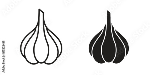 Garlic icon vector in simple flat design, outline.