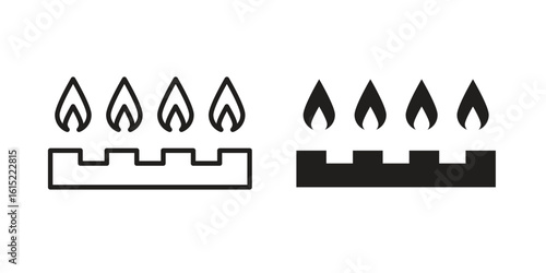 Fire burner icon vector in simple flat design, outline.