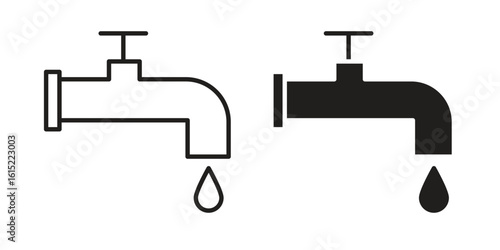 Faucet drip icon vector in simple flat design, outline.