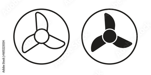 Fan icon vector in simple flat design, outline.