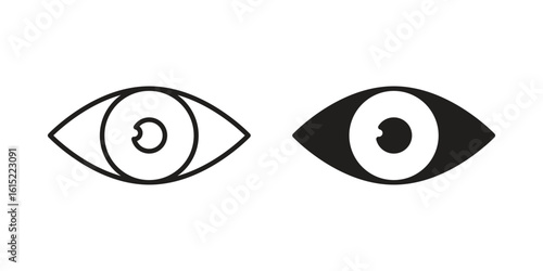 Eyes icon vector in simple flat design, outline.