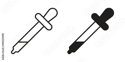 Eye dropper half icon vector in simple flat design, outline.