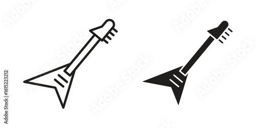 Electric Guitar icon vector in simple flat design, outline.