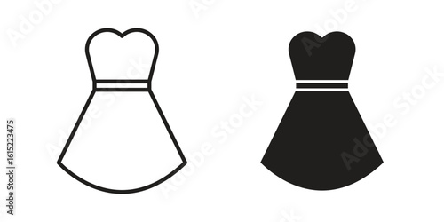 Dress icon vector in simple flat design, outline.