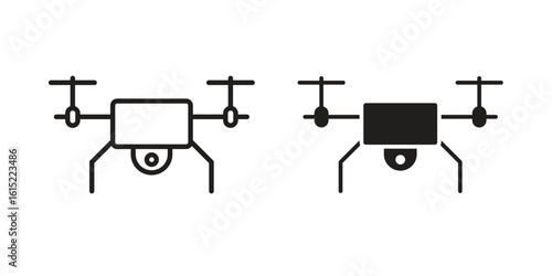 Drone icon vector in simple flat design, outline.