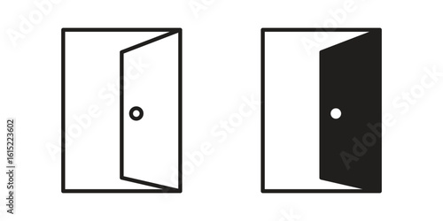 Door open icon vector in simple flat design, outline.