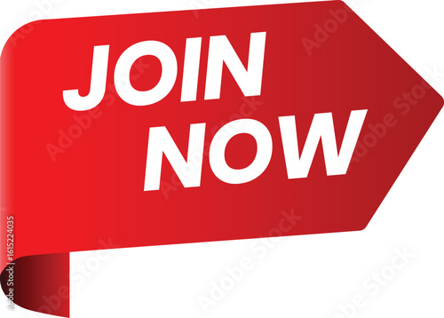 Red join now banner vector for marketing and advertising use
