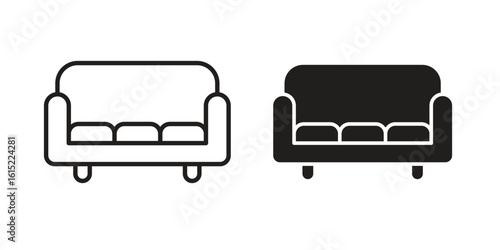 Couch icon vector in simple flat design, outline.