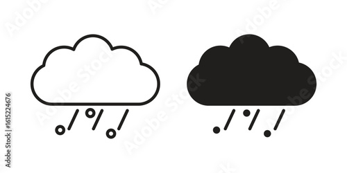 Cloud hail icon vector in simple flat design, outline.