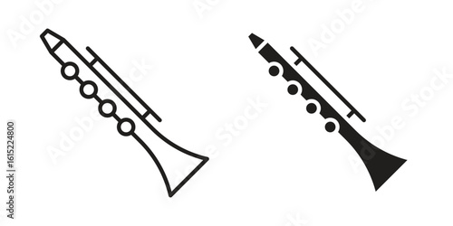 Clarinet icon vector in simple flat design, outline.