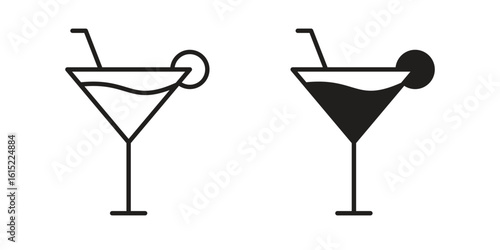 Citrus Martini glass icon vector in simple flat design, outline.