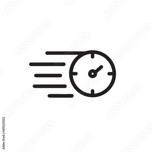 A simple line drawing of a clock moving quickly.