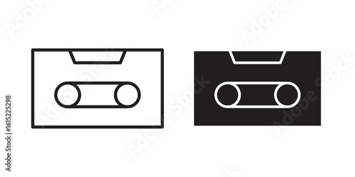 Cassette tape icon vector in simple flat design, outline.
