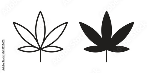 Cannabis icon vector in simple flat design, outline.