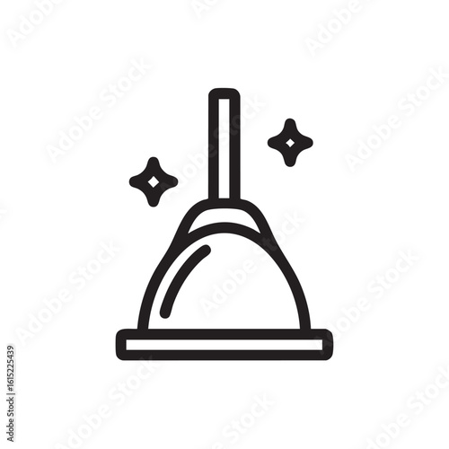 A simple line drawing of a clean dustpan and brush.