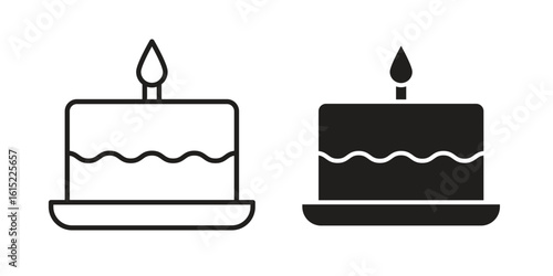 Cake icon vector in simple flat design, outline.