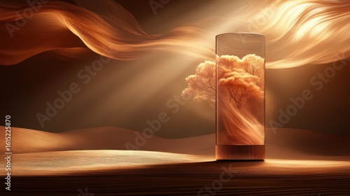 Desert oasis, luminous tree