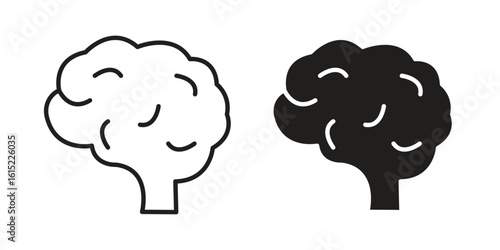 Brain icon vector in simple flat design, outline.