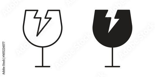 Box fragile icon vector in simple flat design, outline.