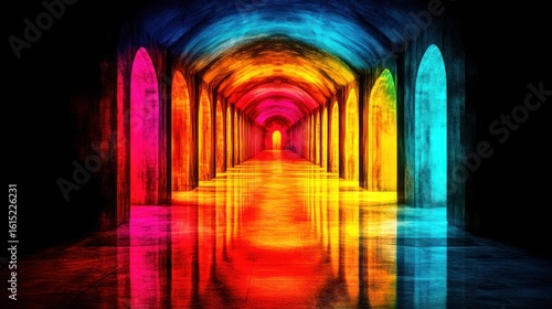 Fototapeta Naklejka Na Ścianę i Meble -  Vibrant colorful tunnel