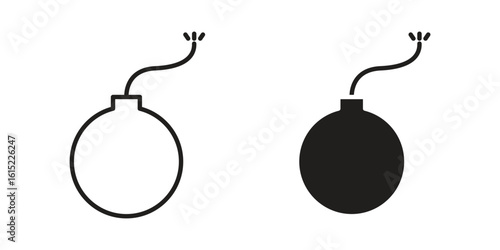 Bomb icon vector in simple flat design, outline.