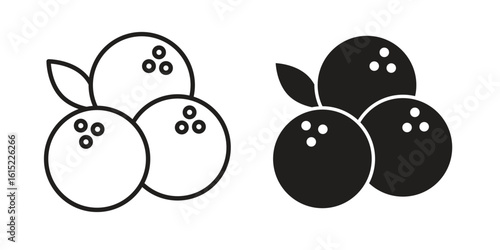 Blueberries icon vector in simple flat design, outline.