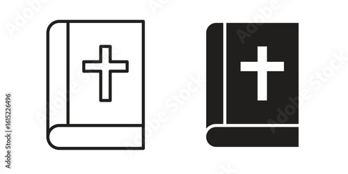 Bible icon vector in simple flat design, outline.