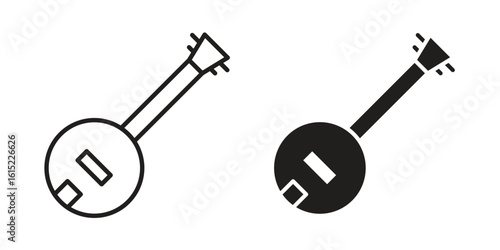 Banjo icon vector in simple flat design, outline.