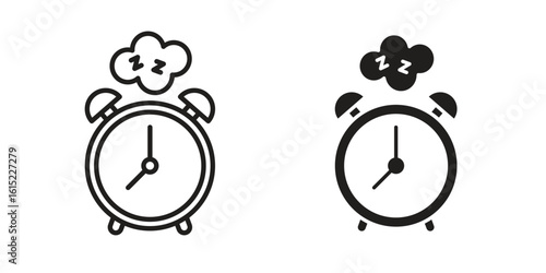 Alarm snooze icon vector in simple flat design, outline.