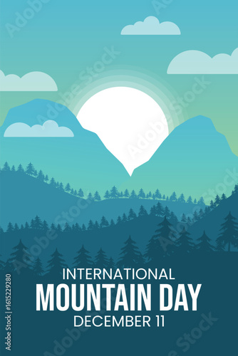 International mountain day flat background design celebrated on december 11. Vector