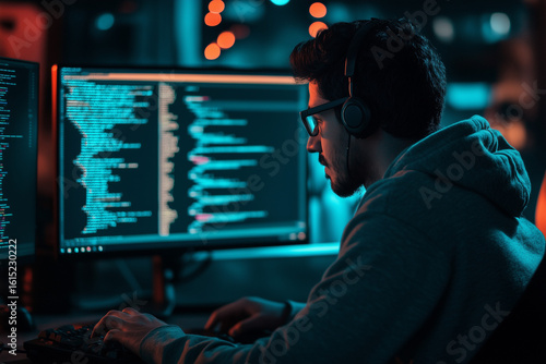 Indian programmer working at night 