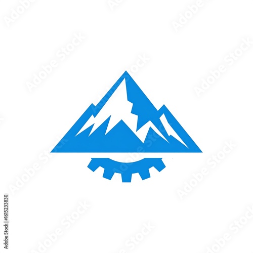 Blue mountain logo with gear