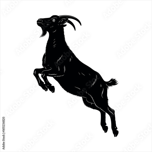 Fotografia Illustration of a goad silhouette isolated on a white background isolated on whi