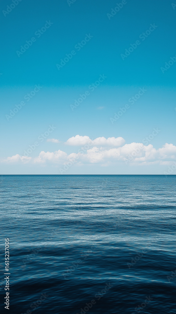 Obraz premium Ocean horizon blending seamlessly with the summer sky, minimalistic and peaceful