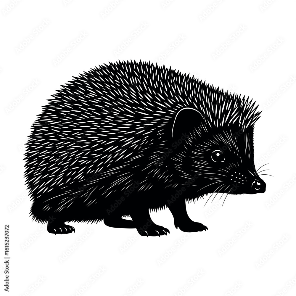 Fototapeta premium Stylized hedgehog silhouette graphic isolated on a clean white background isolated on white background