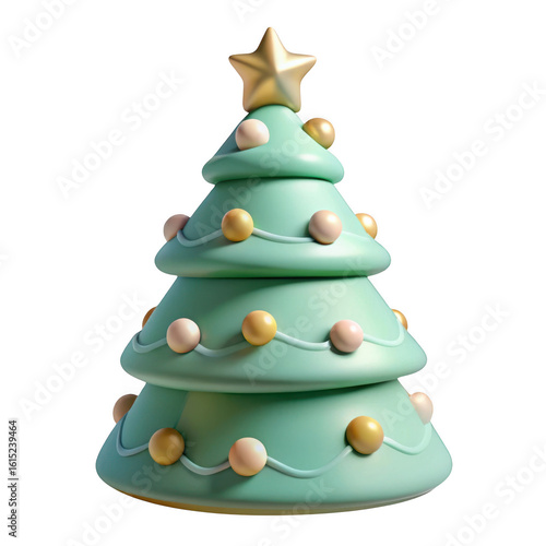 Wallpaper Mural 3d christmas tree with ornaments and star isolated on transparent background Torontodigital.ca