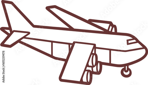 Simple Brown Line Art Airplane Icon: Travel, Transportation, Journey Concept