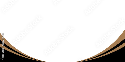 Abstract curved background with white center, black base, and elegant brown and gold wave accents.