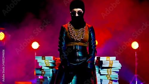 masked man with a lot of money