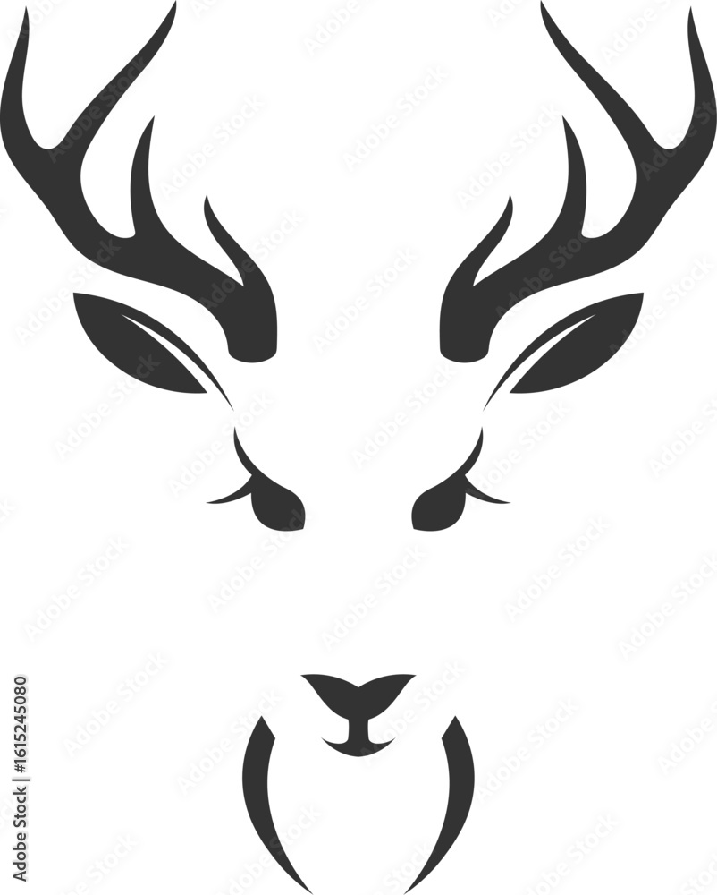 Obraz premium Deer head silhouette, deer face vector illustration