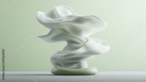 Abstract sculpted fabric form on a pedestal
