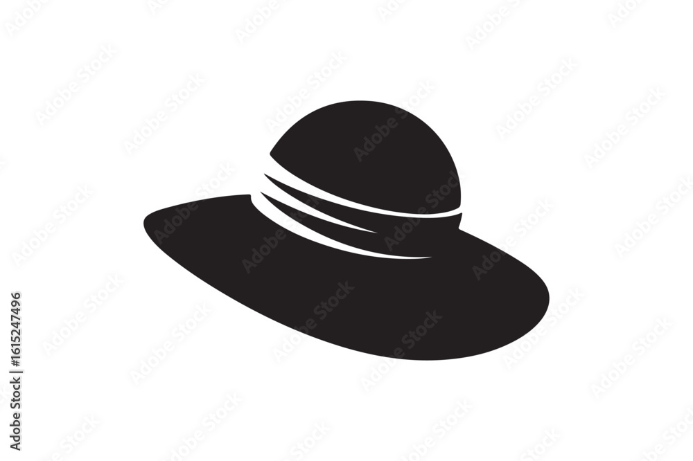 Fototapeta premium Sun Hat Silhouette Icon for Summer Beach Vacations