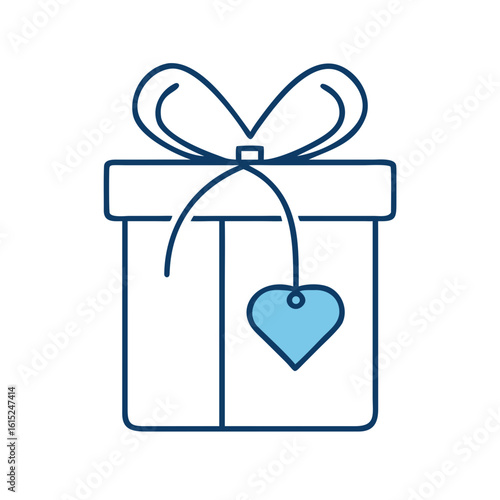 Gift box with heart and ribbon for charity or donation 
