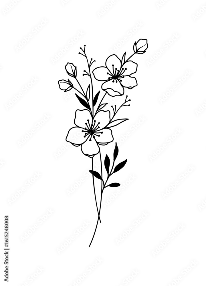 Obraz premium Cherry Blossom Birth Month Flower Bouquet