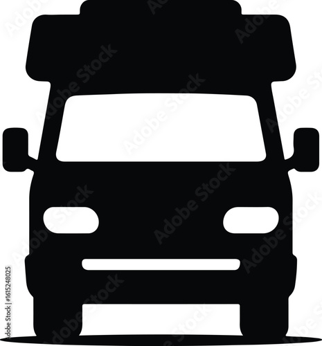Silhouette camper RV car front simple travel vector illustrator