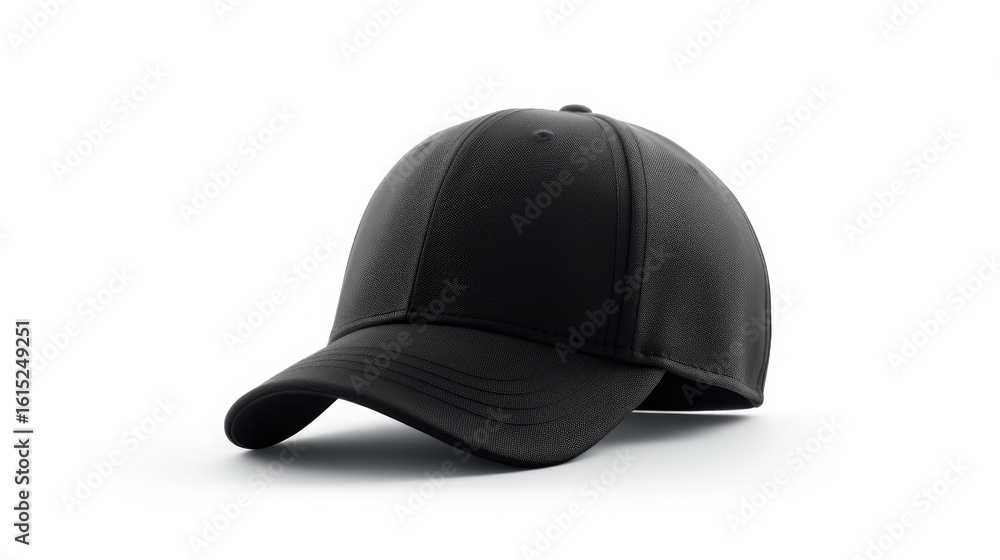 Fototapeta premium A sleek black baseball cap , isolated on white background