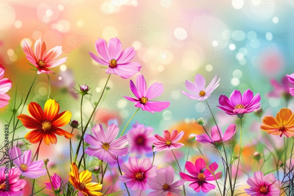 Blooming Wildflowers Colorful Spring Blooming Wildflowers Colorful Spring