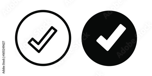 Green check mark  red cross mark icon set  Isolated tick symbols checklist signs  approval badge  Vector illustration