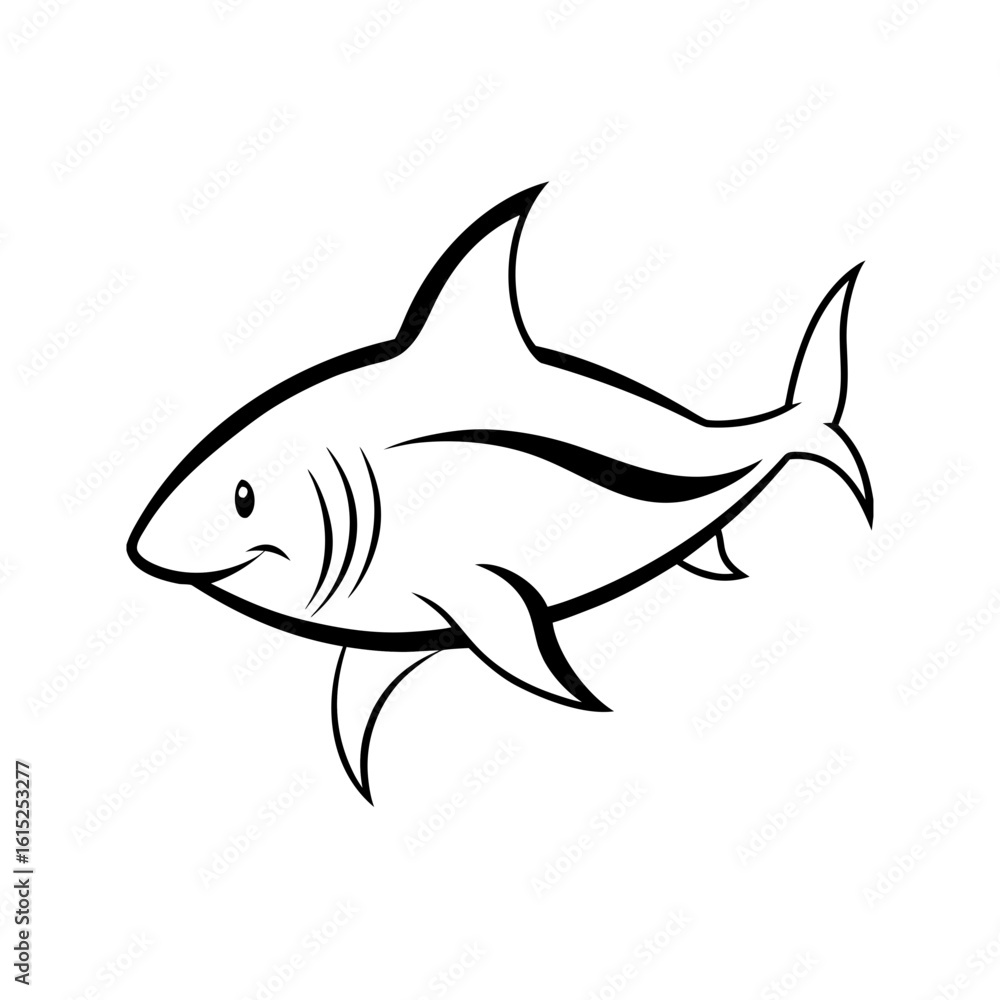 Fototapeta premium Swimming Shark Silhouette Ocean Wildlife Vector for Kids’ Crafts, Posters & Branding Prints